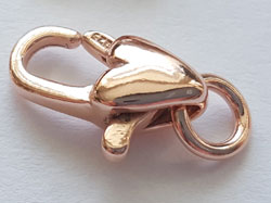  ROSE VERMEIL 11.5mm x 5mm x 4mm lobster clasp with heart detail PLUS open ring with 3mm internal diameter [vermeil is gold plated sterling silver] 
