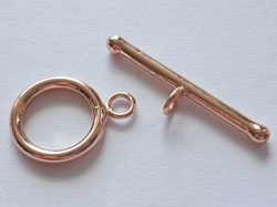  --CLEARANCE-- ROSE VERMEIL, stamped 925 on ring of toggle clasp, 12mm diameter ring with 22mm bar [vermeil is gold plated sterling silver] 