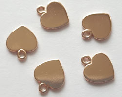  --CLEARANCE--  <35.88g/100> ROSE VERMEIL, 9mm x 8mm x 0.8mm heart tag, ring at top has 0.9mm hole [vermeil is gold plated sterling silver] 