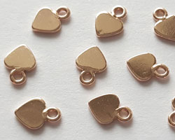  <14.95g/100> ROSE VERMEIL, 7mm x 5mm x 0.75mm heart tag, ring at top has 1mm hole [vermeil is gold plated sterling silver] 