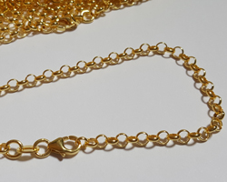  vermeil, stamped 925, 19cm ready made rolo chain bracelet, links are 3.4mm outside diameter [vermeil is gold plated sterling silver] 
