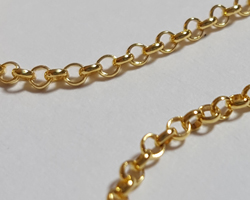  cm's - SOLD IN METRIC LENGTHS - vermeil 1mm round link rolo chain, 2.6 grams per meter, accepts 22 gauge (0.6mm) or thinner jump rings [vermeil is gold plated sterling silver] 