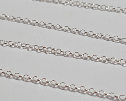  cm's - SOLD IN METRIC LENGTHS - sterling silver 1mm round link rolo chain, 2.6 grams per meter, accepts 22 gauge (0.6mm) or thinner jump rings 