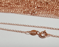  ROSE VERMEIL, stamped 925, 16 inch long with 1mm rolo links pendant chain [vermeil is gold plated sterling silver] 