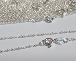  sterling silver, stamped 925, 18 inch long with 1mm rolo links pendant chain 