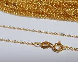  --CLEARANCE-- vermeil, stamped 925, 36 inch long with 1mm rolo links pendant chain [vermeil is gold plated sterling silver] 