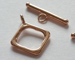  --CLEARANCE-- ROSE VERMEIL stamped 925, 10mm square toggle clasp with 17.5mm bar [vermeil is gold plated sterling silver] 