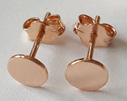  --CLEARANCE--  pair ROSE VERMEIL cabochon flat pad ear posts and studs - pad is 5.3mm diameter, post is 10mm [vermeil is gold plated sterling silver] 