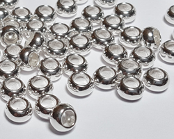  <32.8g/100> sterling silver 5mm x 3mm rondelle spacer bead, 2.5mm hole, very substantial, weighty, top quality beads 