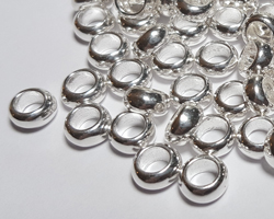  <42.4g/100> sterling silver 6mm x 3mm rondelle spacer bead, 3.5mm hole, very substantial, weighty, top quality beads 