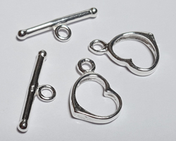  sterling silver, stamped 925, 12mm x 11mm heart with 21mm bar toggle clasp 
