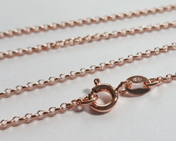  ROSE VERMEIL, stamped 925, 18 inch long with 1.8mm rolo links pendant chain [vermeil is gold plated sterling silver] 