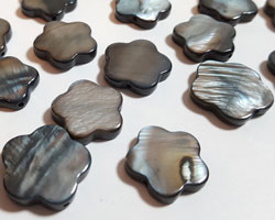  graphite grey mother of pearl 15mm flower bead 