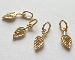 vermeil 10.35mm leaf charm plus attached closed jump ring with minimum internal diameter of 2mm