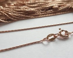  ready made ROSE VERMEIL necklace - 16 inch length - cardano chain is very fine 0.75mm diameter - very slim but also strong [vermeil is gold plated sterling silver] 
