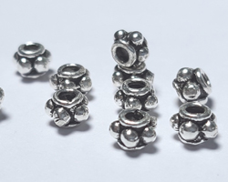  sterling silver 4.1mm x 2.8mm granular spacer, 1.5mm hole 