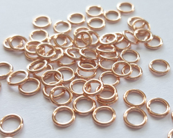  --CLEARANCE-- ROSE VERMEIL 4mm diameter, 22 gauge (approx 0.64mm) closed jump ring [vermeil is gold plated sterling silver] 