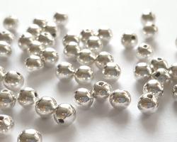  <10.8g/100> HALF DRILLED, ONE HOLE BEAD sterling silver 4mm round bead, 0.9mm hole 