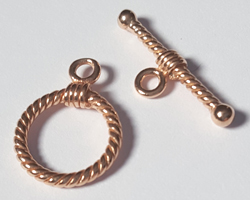 --CLEARANCE-- ROSE VERMEIL wound wire toggle clasp with 11.5mm ring and 19mm bar [vermeil is gold plated sterling silver] 