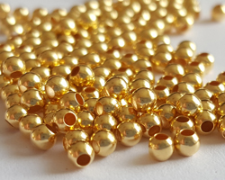  <3.15g/100> vermeil 2.5mm round bead, 1.2mm hole, extra thick 2 micron plating for really good durability [vermeil is gold plated sterling silver] 