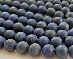  string of lapis lazuli, frosted, 8mm round beads - approx 50 per string 