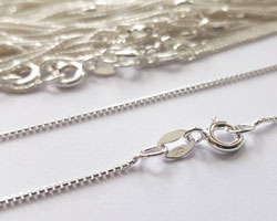  ready made sterling silver necklace - 16 inch length - half round box chain, 0.9mm diameter - a very smooth, sleek chain, perfect for pendants 