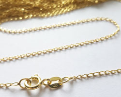 ready made vermeil necklace - 16 inch length - open curb link chain, chain links are 1.3mm [vermeil is gold plated sterling silver] 