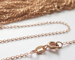  ready made ROSE VERMEIL necklace - 16 inch length - open curb link chain, chain links are 1.3mm [vermeil is gold plated sterling silver] 