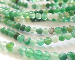  string of mixed green agate 4mm round beads - calming - approx 96 per strand 