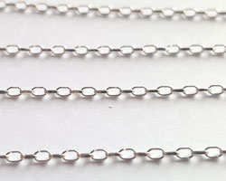  cm's - SOLD IN METRIC LENGTHS - sterling silver loose diamond cut square edge long oval links chain - chain links are 1.9mm x 1.5mm - 16 links per inch, 3.15g per meter, links accept a 0.8mm ring/wire 