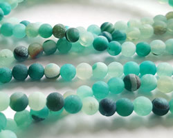  string of dyed sea greens and blues, frosted agate 4mm round beads - approx 50 per string - ideal for sea inspired creations - beads contain imperfections which only enhance the sea washed glass, found on a beach effect 