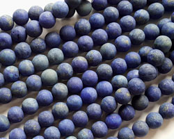  string of lapis lazuli 6mm frosted round beads - very dark cobalt blue with a matt frosted finish - approx 63 beads per string 