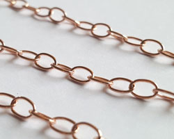  cm's - SOLD IN METRIC LENGTHS - ROSE VERMEIL 5.5mm x 3.4mm oval chain, 8 grams per meter, 1 micron plating for extra durability [vermeil is gold plated sterling silver] 