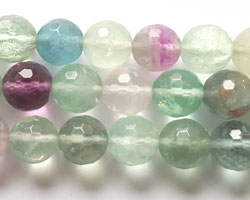  string of rainbow fluorite 11.5mm faceted round beads - approx 34 per string 