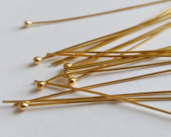  vermeil, half hard, 21 gauge (approx 0.65mm thick) 2mm ball-ended 50mm headpin [vermeil is gold plated sterling silver] 