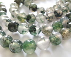  string of moss agate 8mm round beads - grade A - approx 50 per string 