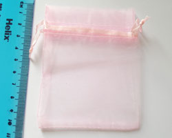  small bubblegum pink organza 95mm x 80mm drawstring jewellery gift pouch / bag 