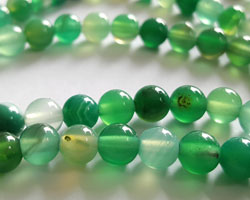  string of mixed greens banded agate 6mm round beads - approx 60 per strand 