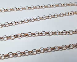  cm's - SOLD IN METRIC LENGTHS - ROSE VERMEIL loose rolo link 3.4mm chain - 10 links per inch, 13g per meter [vermeil is gold plated sterling silver] 
