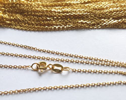  ready made vermeil necklace - total length 16 inches - 0.8mm oval trace chain - very fine - stamped 925 on quality stamp and on the clasp [vermeil is gold plated sterling silver] 