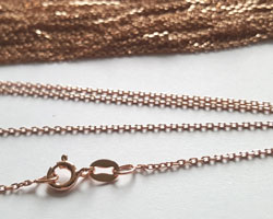  --CLEARANCE-- ready made ROSE VERMEIL necklace - total length 16 inches - 0.8mm oval trace chain - very fine - stamped 925 on quality stamp and on the clasp [vermeil is gold plated sterling silver] 