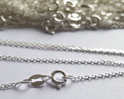ready made sterling silver necklace - total length 24 inches - 0.8mm oval trace chain - very fine - stamped 925 on quality stamp and on the clasp