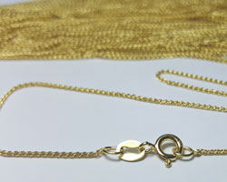  ready made vermeil necklace - 1mm spiga trace chain - very fine -  total length 16 inches - stamped 925 on quality stamp and on the clasp [vermeil is gold plated sterling silver] 