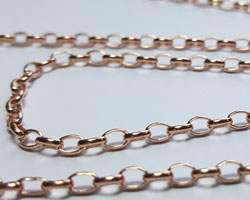 cm's - SOLD IN METRIC LENGTHS - ROSE VERMEIL loose oval link chain -  links are 3.65mm long x 2.75mm high - 8.5 links per inch [vermeil is gold plated sterling silver] 