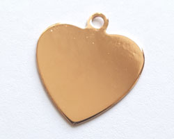  --CLEARANCE-- ROSE VERMEIL, stamped 925, large 19.5mm x 18mm x 0.75mm heart tag [vermeil is gold plated sterling silver] 