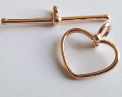  --CLEARANCE-- ROSE VERMEIL 16mm x 14.5mm heart with 29mm bar toggle clasp [vermeil is gold plated sterling silver] 
