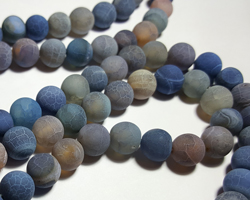  --CLEARANCE--  string of dyed sea subtle blues, pinks and browns, frosted agate 8mm round beads - approx 50 per string - ideal for sea inspired creations - beads contain imperfections which only enhance the sea washed glass, found on a beach effect 