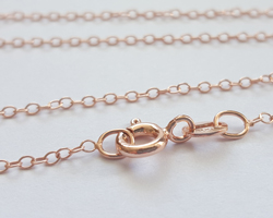 ROSE VERMEIL, clasp stamped 925, forzatina (1mm links) 20 inch long pendant chain [vermeil is gold plated sterling silver] 