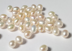  cream 6mm oval freshwater pearl HALF DRILLED 