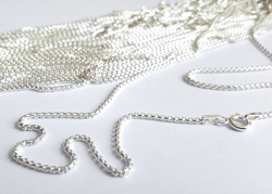  ready made sterling silver necklace - 16 inch length - half round box chain, 1.5mm diameter - a very smooth, sleek & slinky, stylish & flexible chain, perfect for a multitude of uses 
